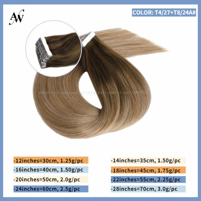 Tape In Human Remy Hair Extensions Straight Seamless