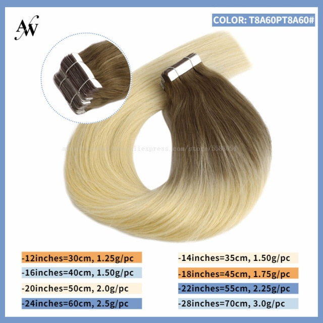 Tape In Human Remy Hair Extensions Straight Seamless