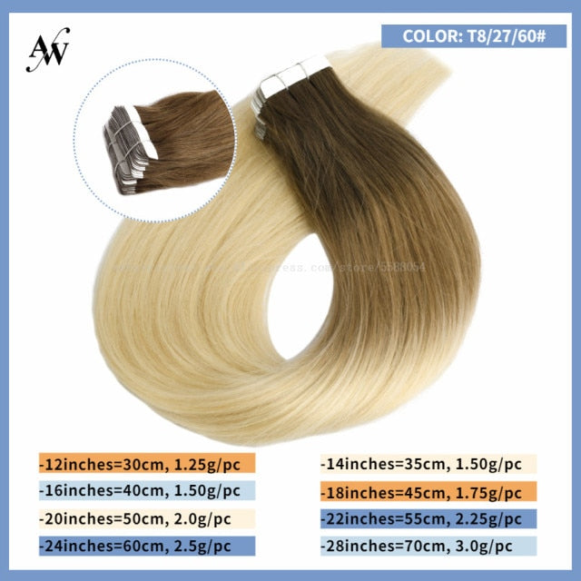 Tape In Human Remy Hair Extensions Straight Seamless