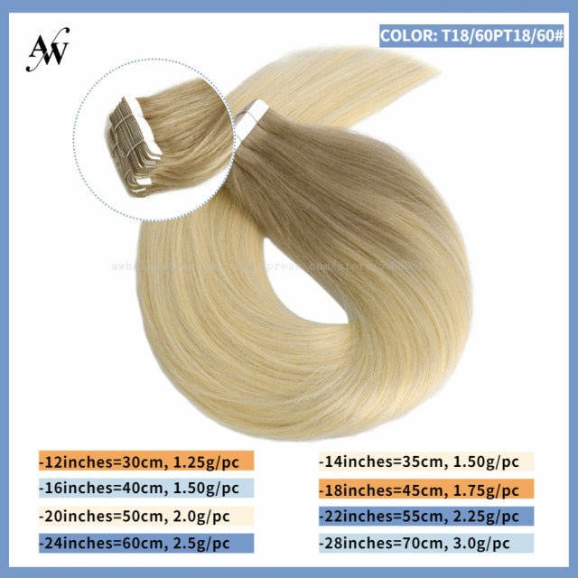 Tape In Human Remy Hair Extensions Straight Seamless