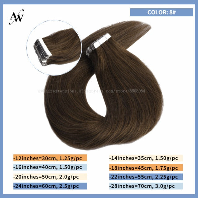 Tape In Human Remy Hair Extensions Straight Seamless