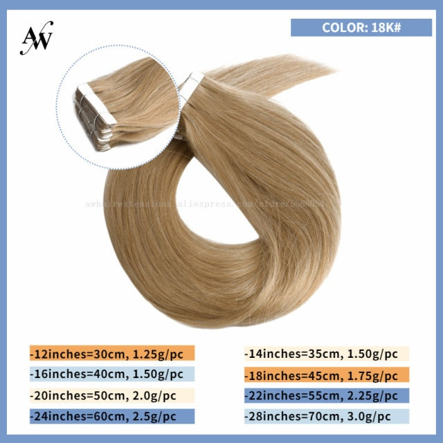 Tape In Human Remy Hair Extensions Straight Seamless