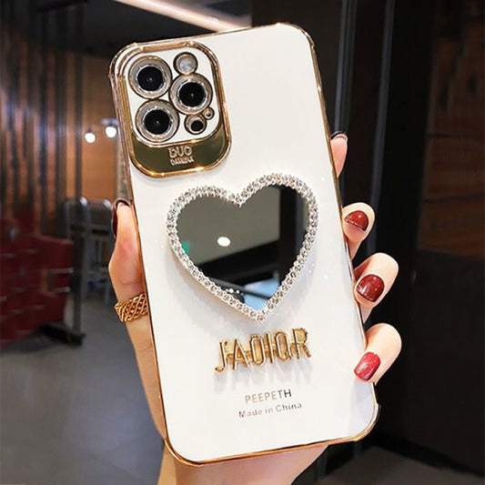 Luxury Glitter Heart Mirror Case For iphone 13 12 11 Pro Max