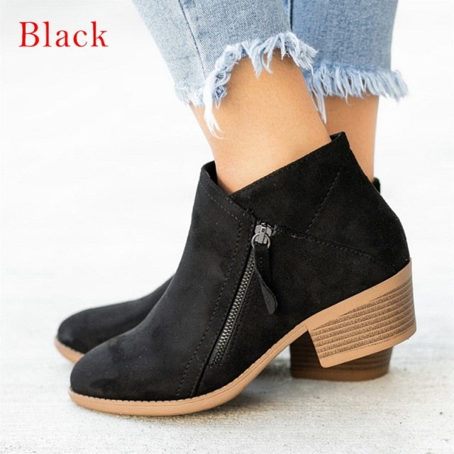 Suede Ankle Round Toe Booties