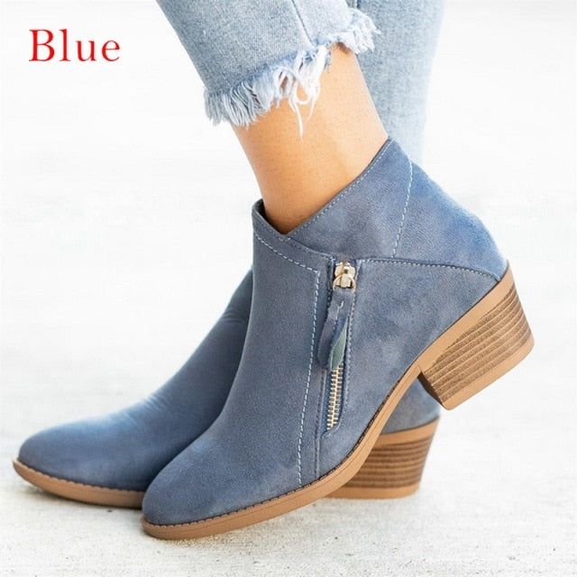 Suede Ankle Round Toe Booties