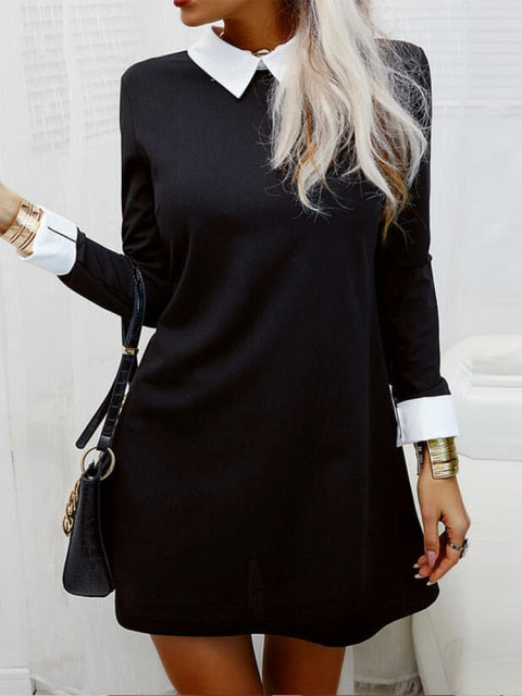 Color Block Long Sleeve MIni Dress