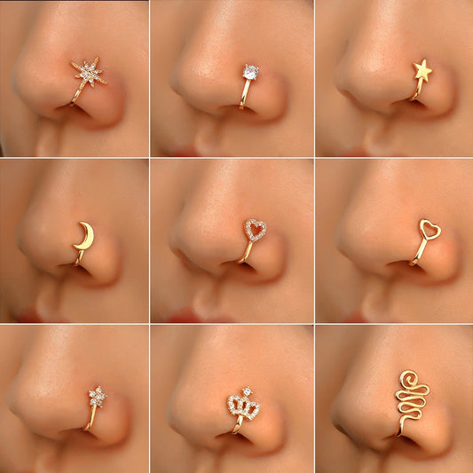 Heart Star Crown 1Pc Fake Piercing Nose Ring