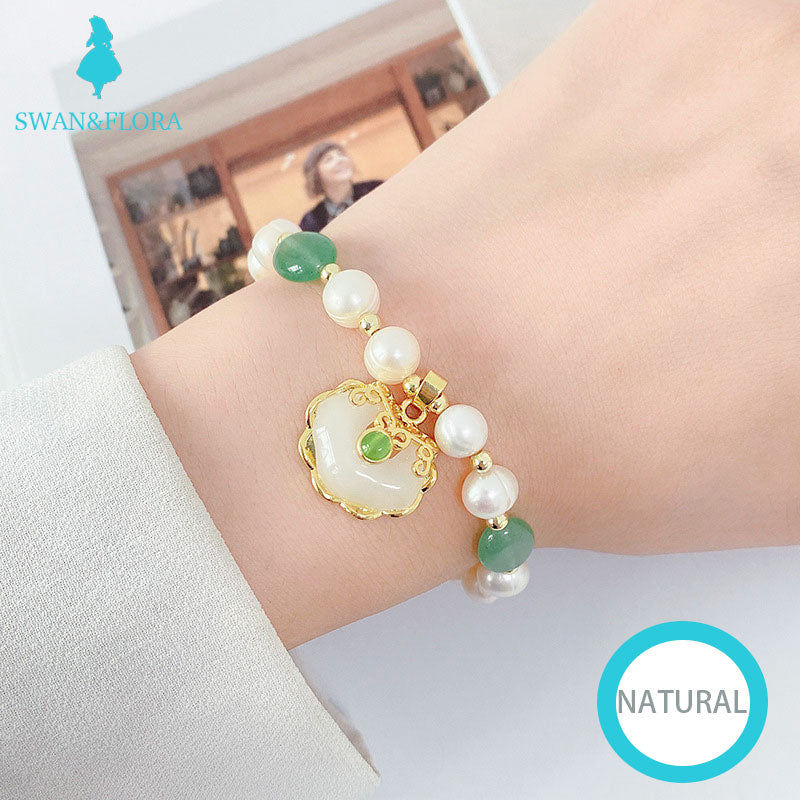 Jade & Pearl Pendant Bracelet