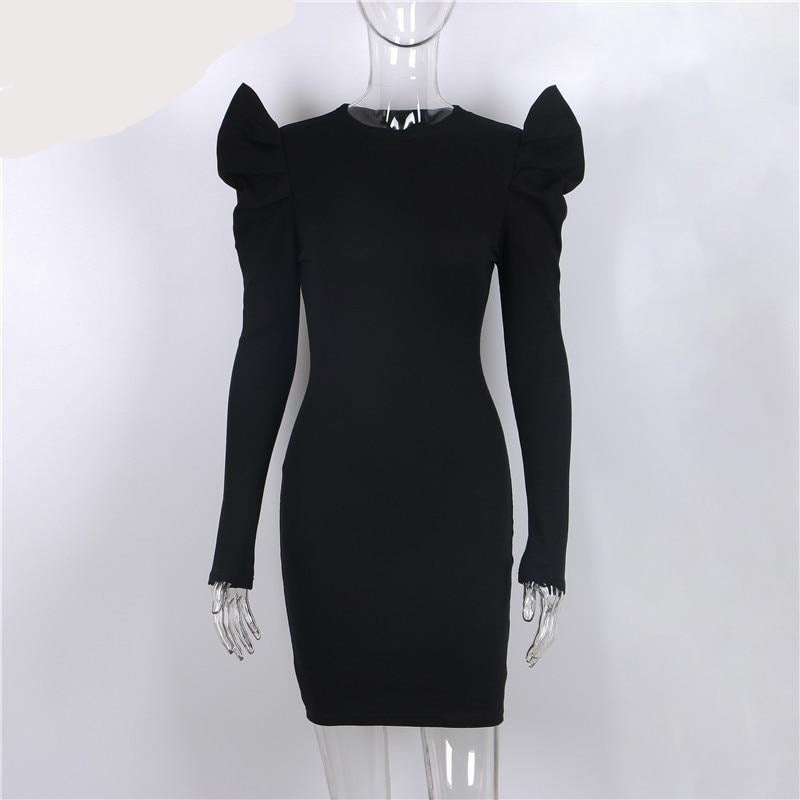 Winter Puff Sleeve Party Dress