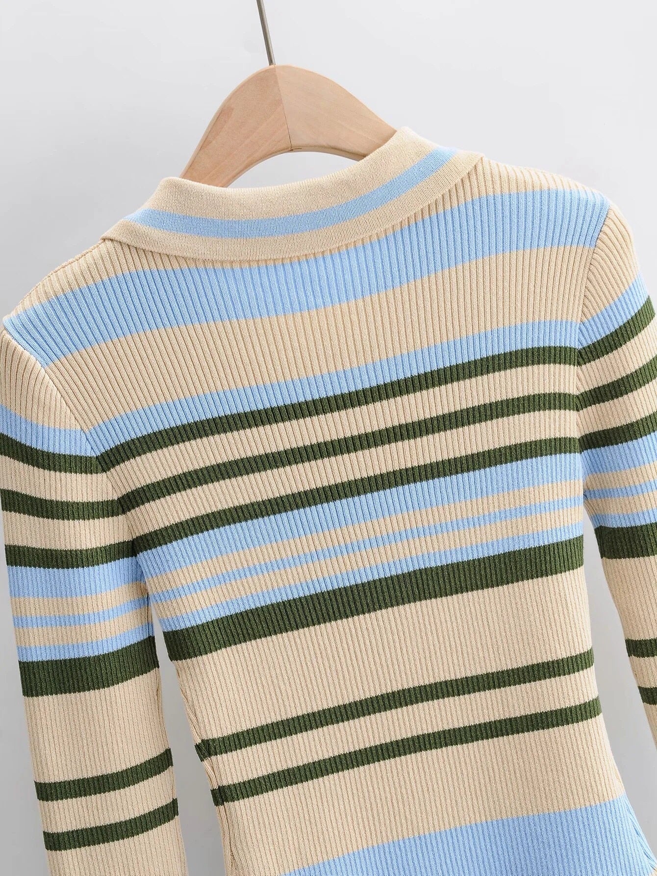 90'S Vintage Knitted Striped Bodysuit Top