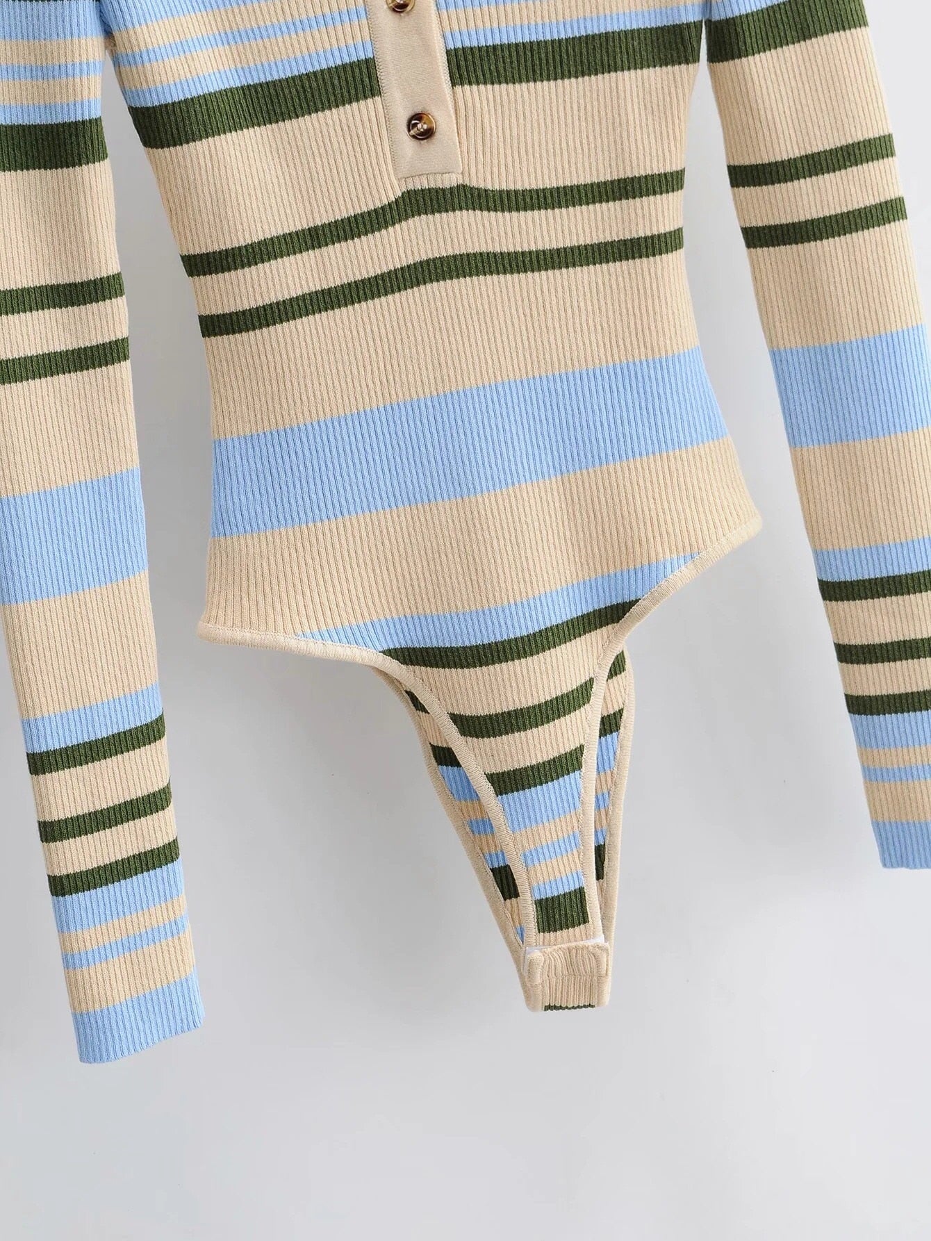 90'S Vintage Knitted Striped Bodysuit Top