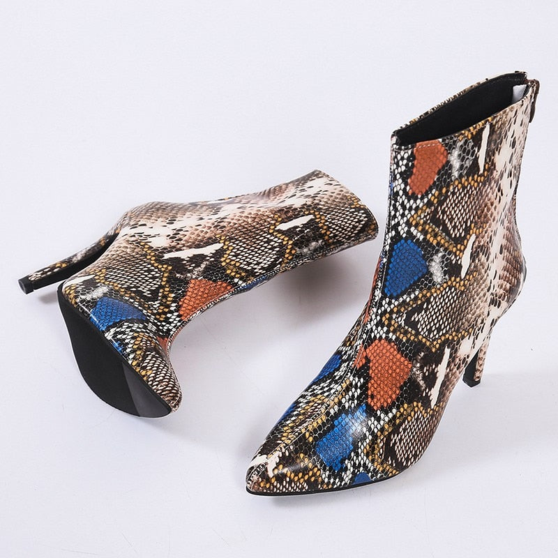 Faux Snake Skin Designer Booties