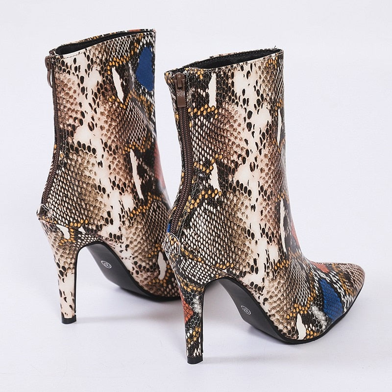 Faux Snake Skin Designer Booties