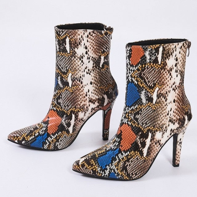 Faux Snake Skin Designer Booties