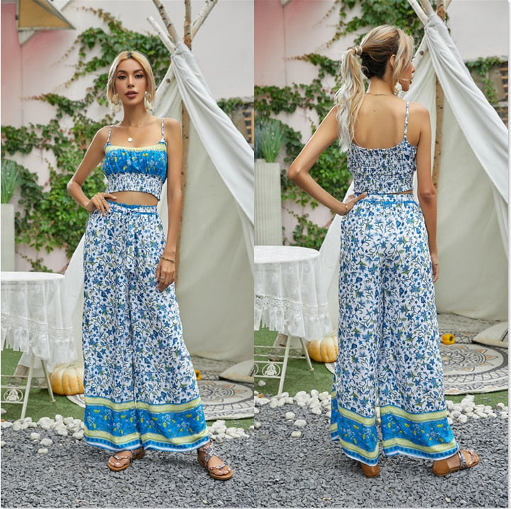 Hippie Print Boho Trousers & Top Set