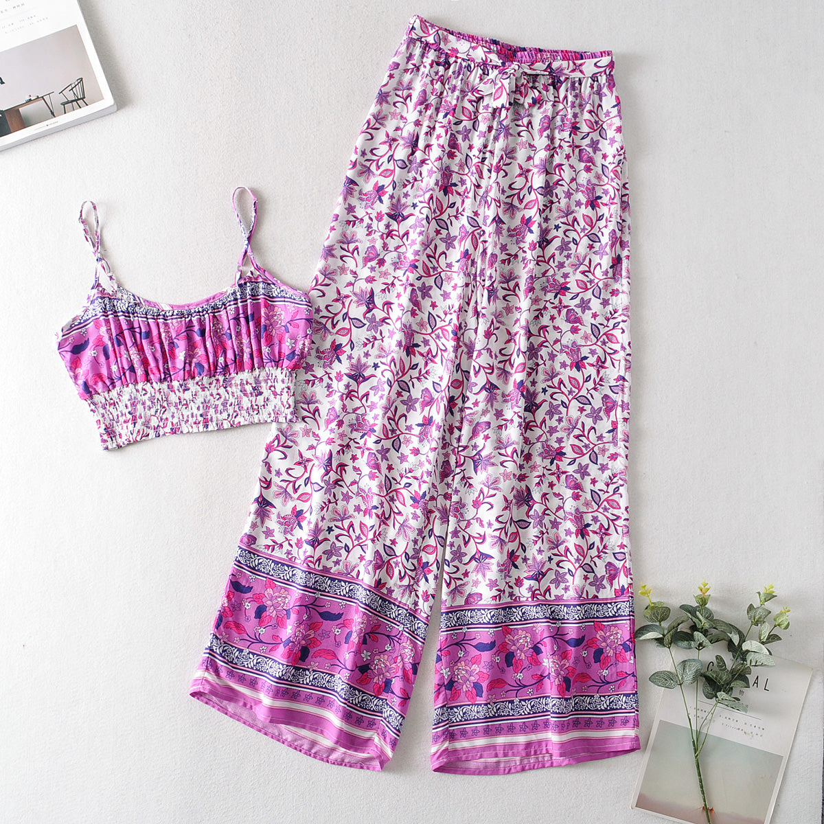 Hippie Print Boho Trousers & Top Set