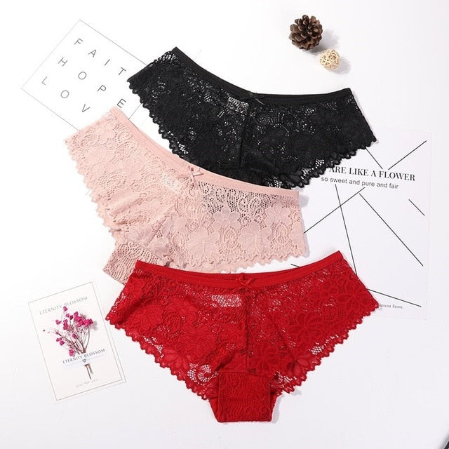 3 Pcs Panties Lace Breathable Panties