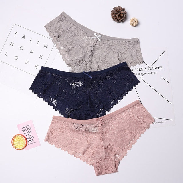 3 Pcs Panties Lace Breathable Panties