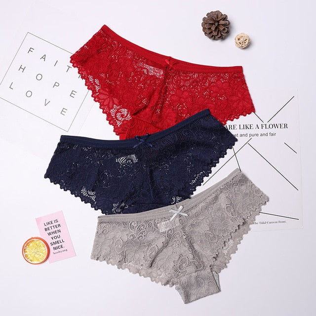 3 Pcs Panties Lace Breathable Panties