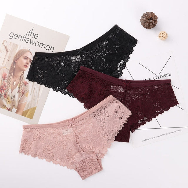 3 Pcs Panties Lace Breathable Panties