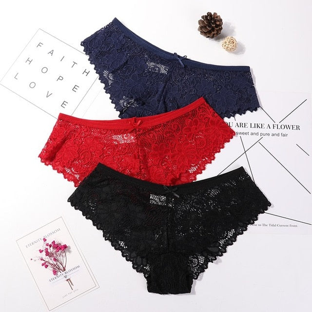 3 Pcs Panties Lace Breathable Panties