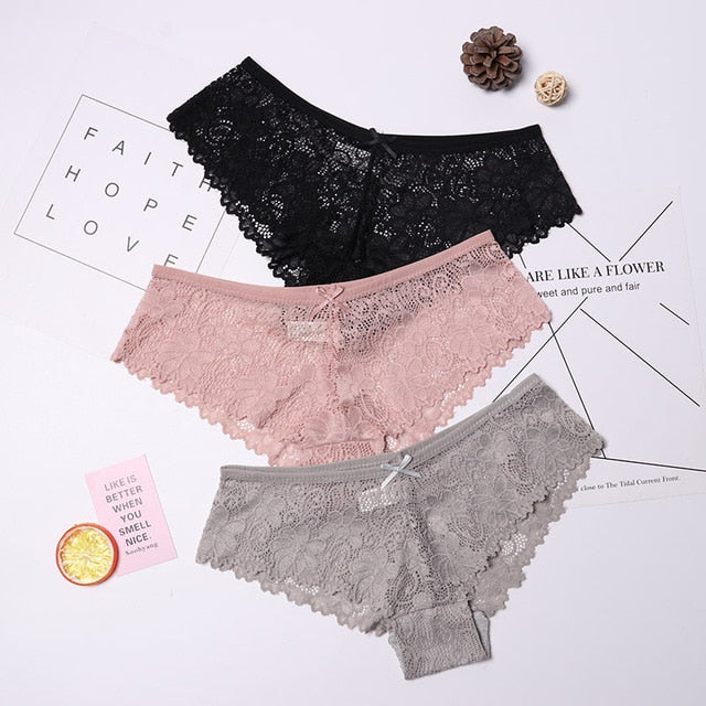 3 Pcs Panties Lace Breathable Panties