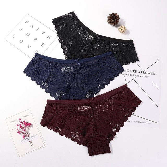 3 Pcs Panties Lace Breathable Panties