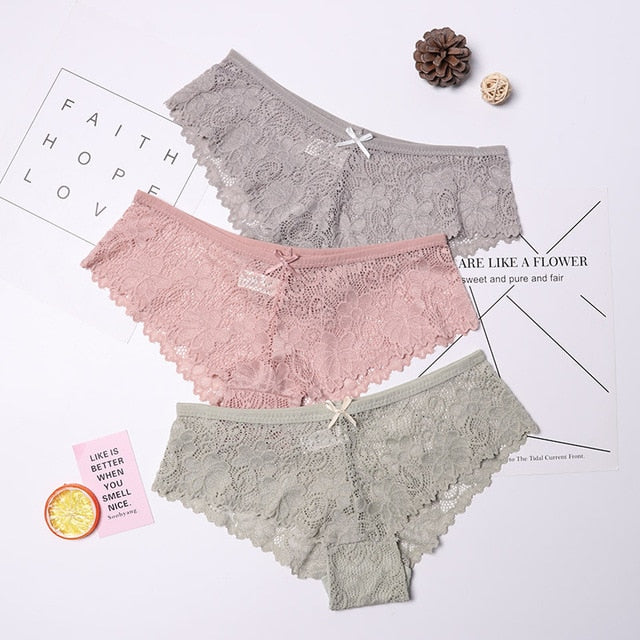 3 Pcs Panties Lace Breathable Panties