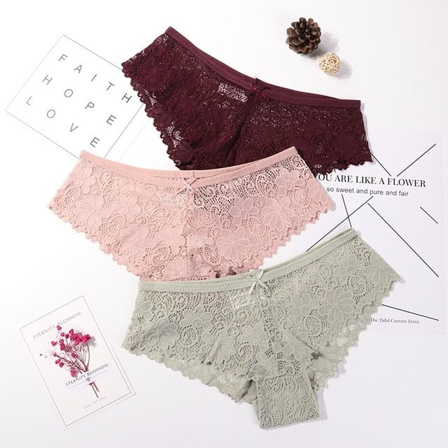 3 Pcs Panties Lace Breathable Panties