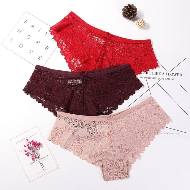 3 Pcs Panties Lace Breathable Panties