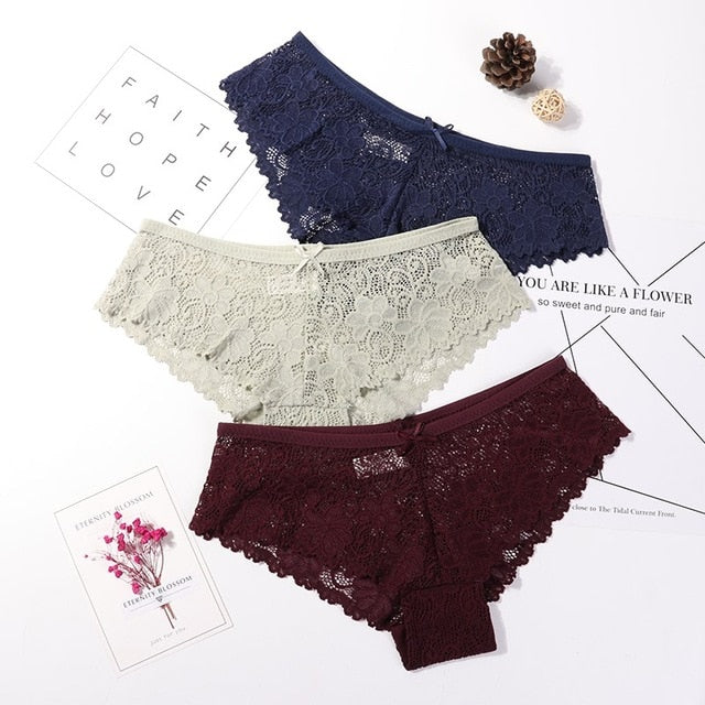 3 Pcs Panties Lace Breathable Panties