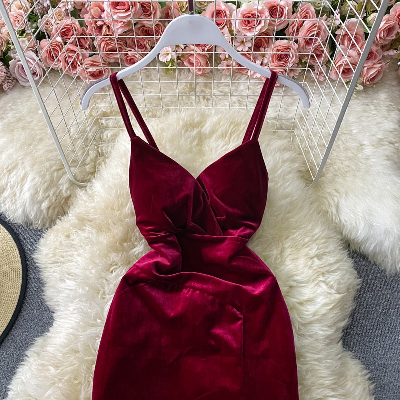 Velvety High Slit Maxi Dress