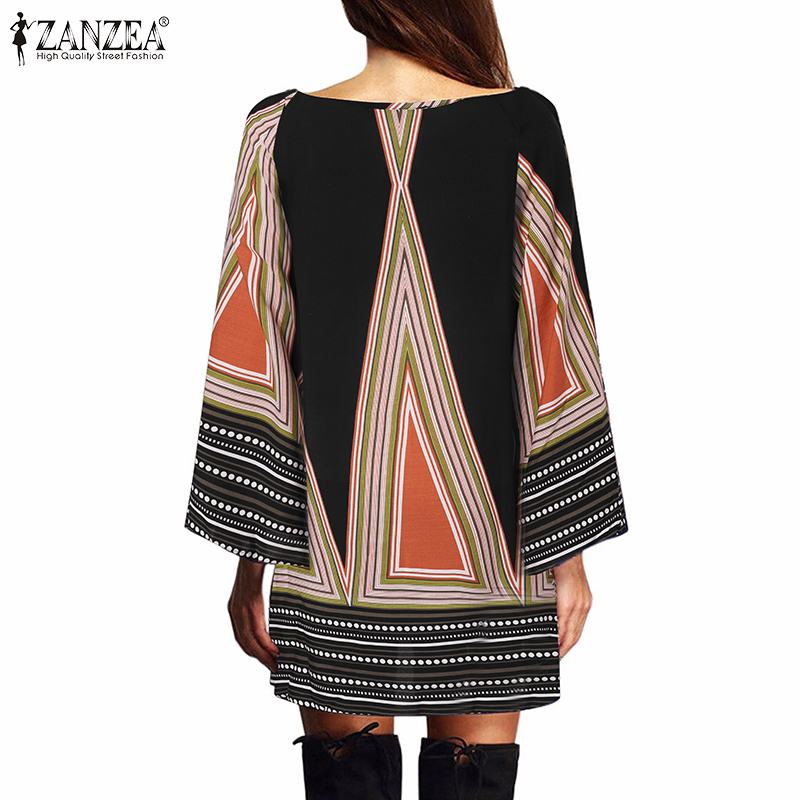 ZANZEA Bohemian Print Flare Dress