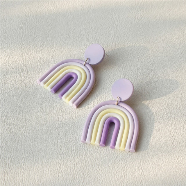 AOMU Ceramic Rainbow Handmade Earrings