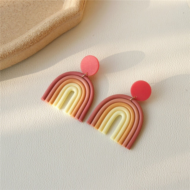 AOMU Ceramic Rainbow Handmade Earrings