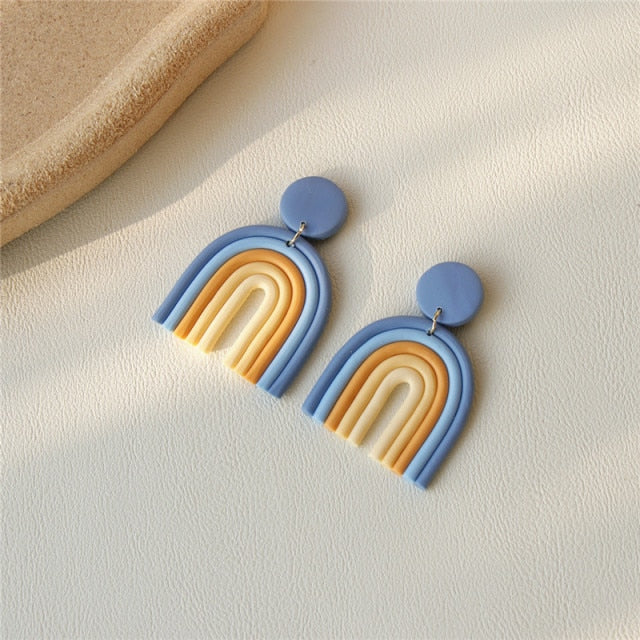 AOMU Ceramic Rainbow Handmade Earrings