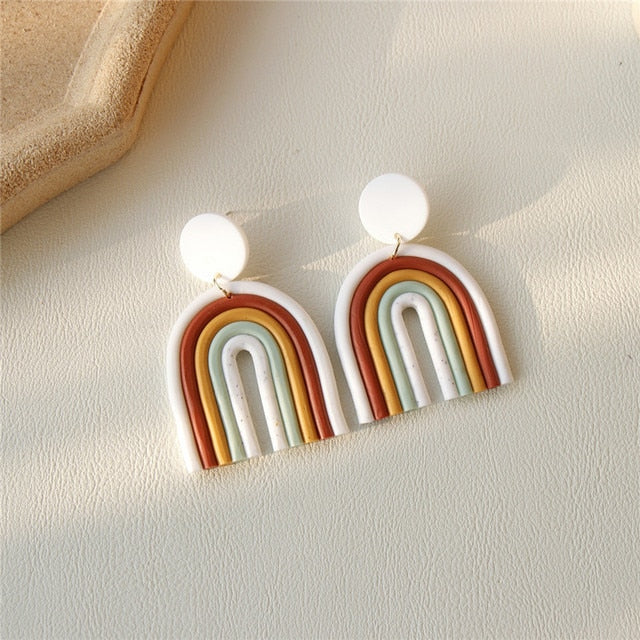 AOMU Ceramic Rainbow Handmade Earrings