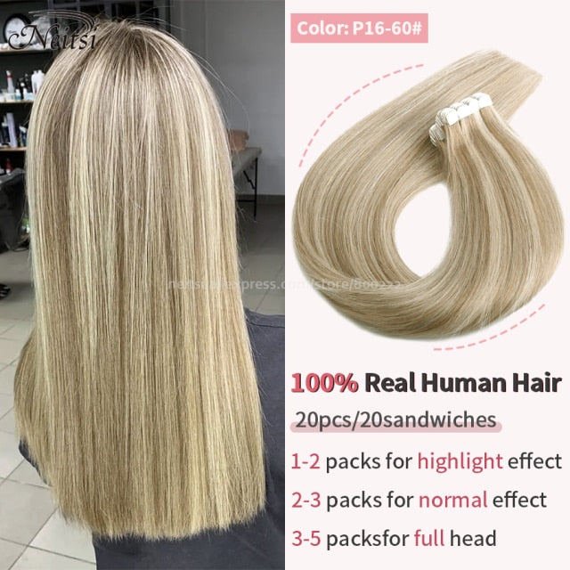 Mini Tape In Human Hair Extensions 12"-24" 20pcs Remy