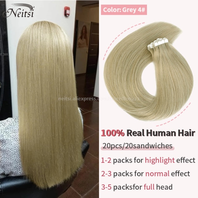 Mini Tape In Human Hair Extensions 12"-24" 20pcs Remy