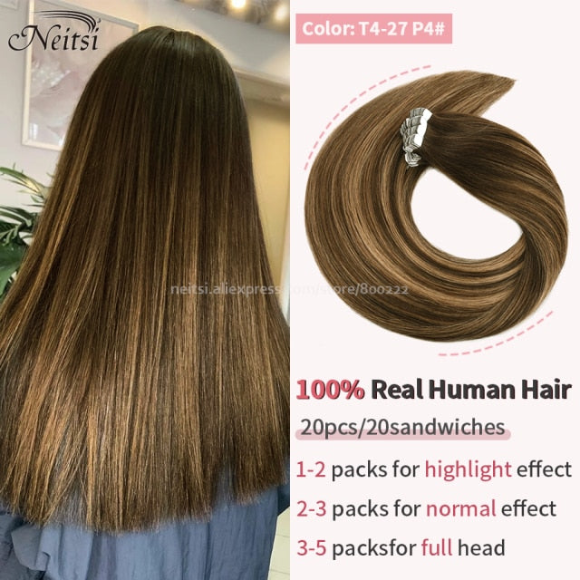 Mini Tape In Human Hair Extensions 12"-24" 20pcs Remy