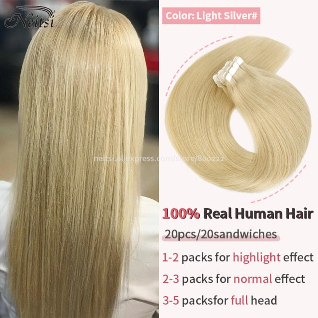 Mini Tape In Human Hair Extensions 12"-24" 20pcs Remy