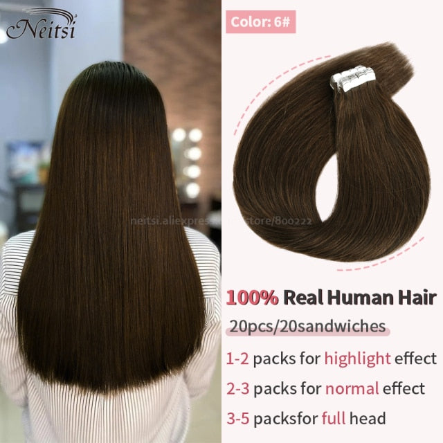 Mini Tape In Human Hair Extensions 12"-24" 20pcs Remy