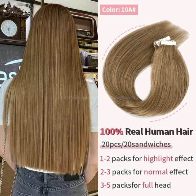 Mini Tape In Human Hair Extensions 12"-24" 20pcs Remy