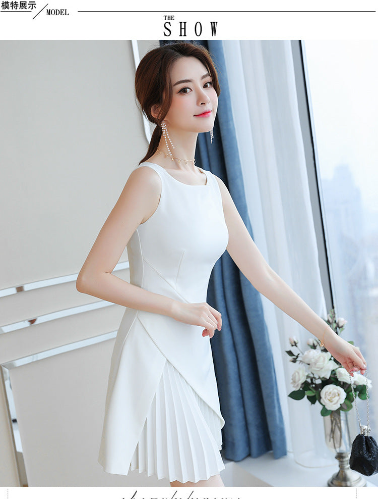 French Pleated White Dress