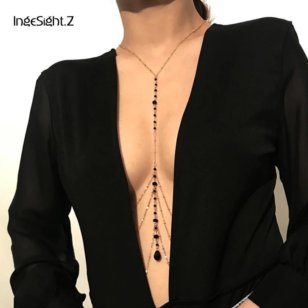 IngeSight.Z Chain Necklace Sequins Body Chain Jewelry