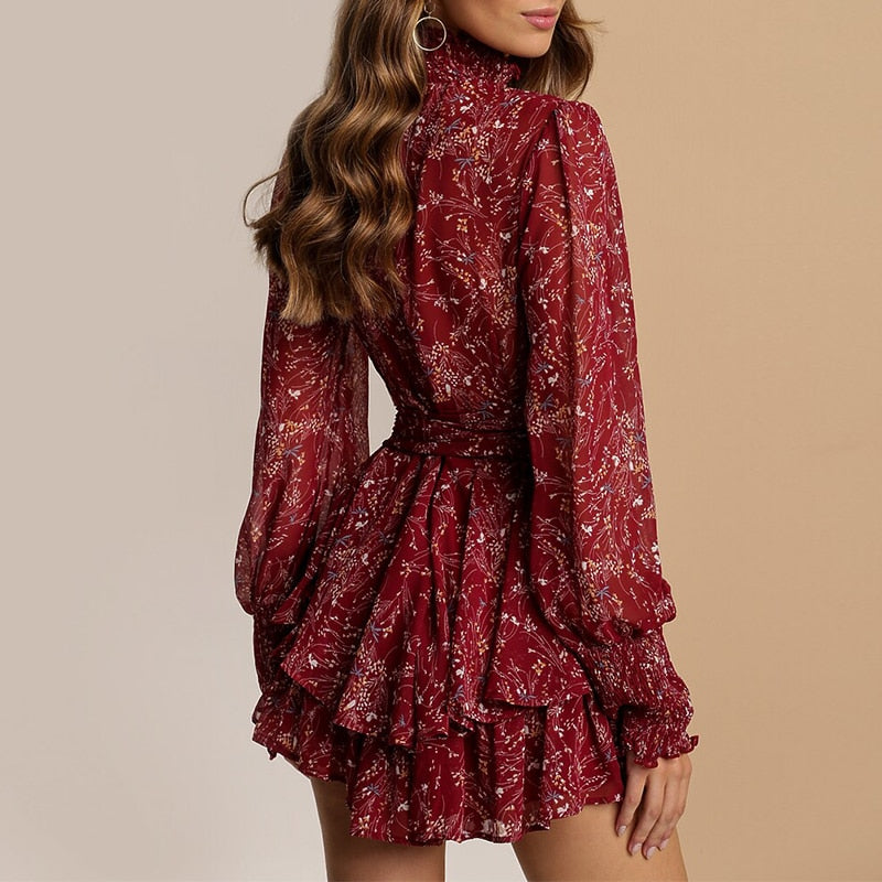 Autumn Vintage Chiffon A Line Dress