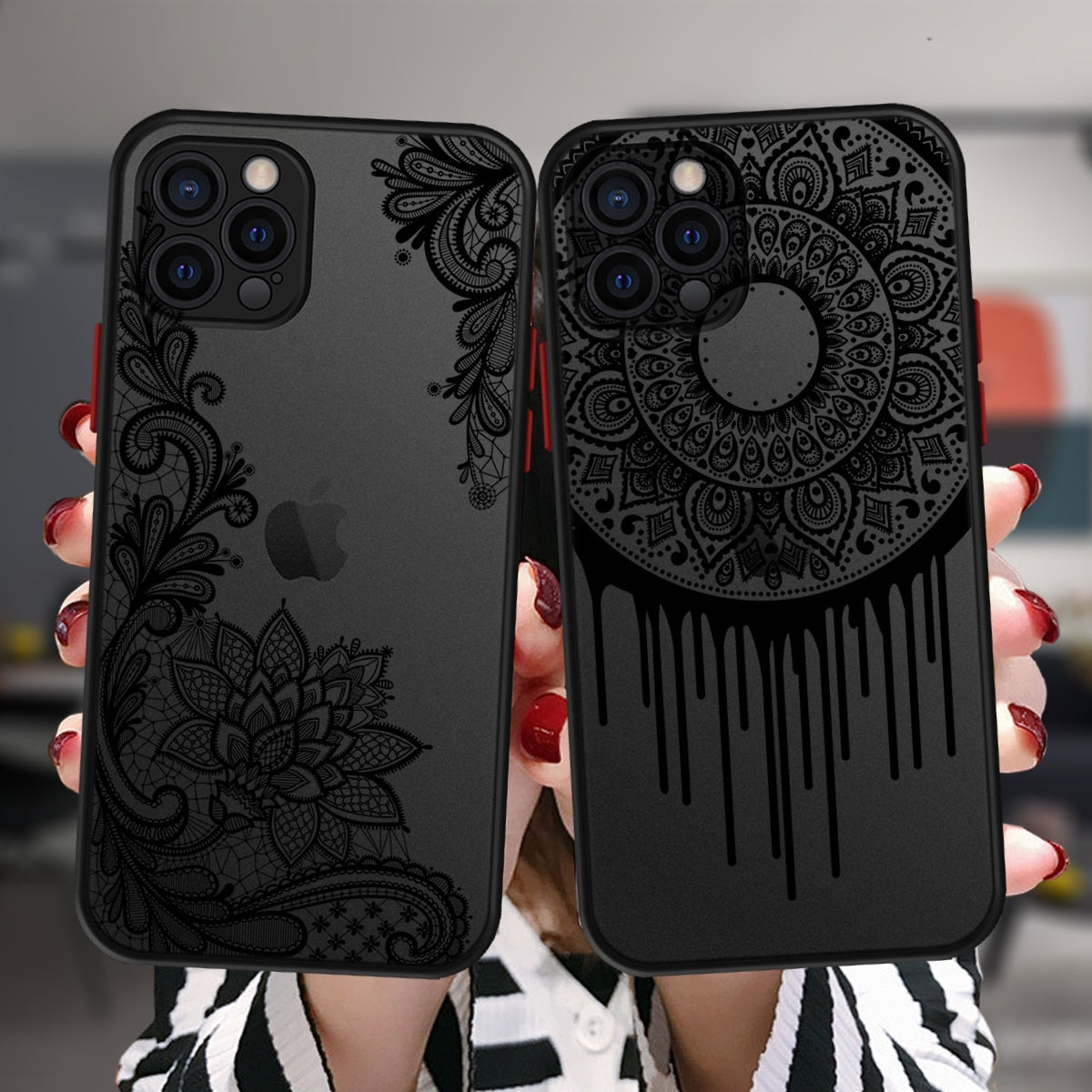 Black Floral Vintage Lace Flower Case For iPhone 13 12 11 Pro Max