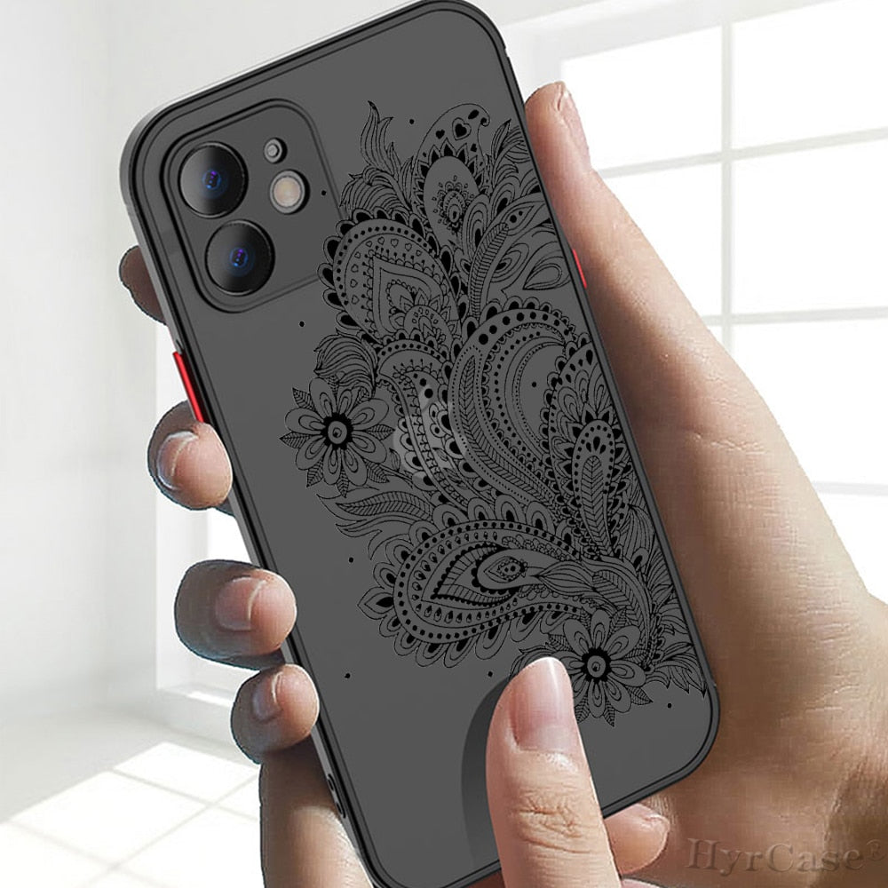 Black Floral Vintage Lace Flower Case For iPhone 13 12 11 Pro Max