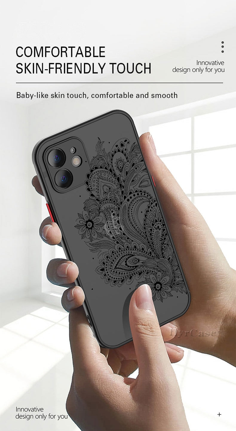 Black Floral Vintage Lace Flower Case For iPhone 13 12 11 Pro Max