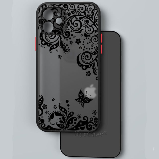 Black Floral Vintage Lace Flower Case For iPhone 13 12 11 Pro Max